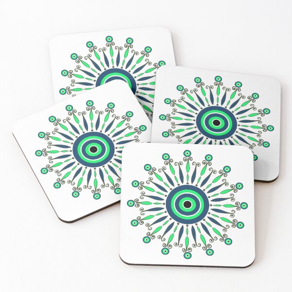 Item preview, Evil Eye Bohemian Mandala - Blue & Green designed and sold by Shalini Bisht.