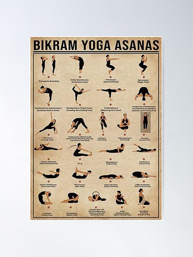 HOUVSSEN Bikram Yoga Asanas Poses Chart - Metal Tin