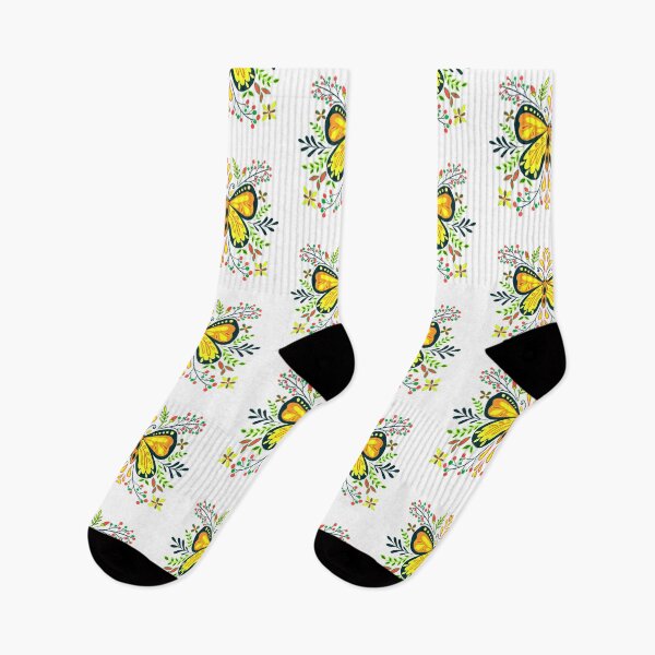 Item preview, Modern Butterfly with Botanical Patterns - YELLOW & colourful designed and sold by Shalini Bisht.