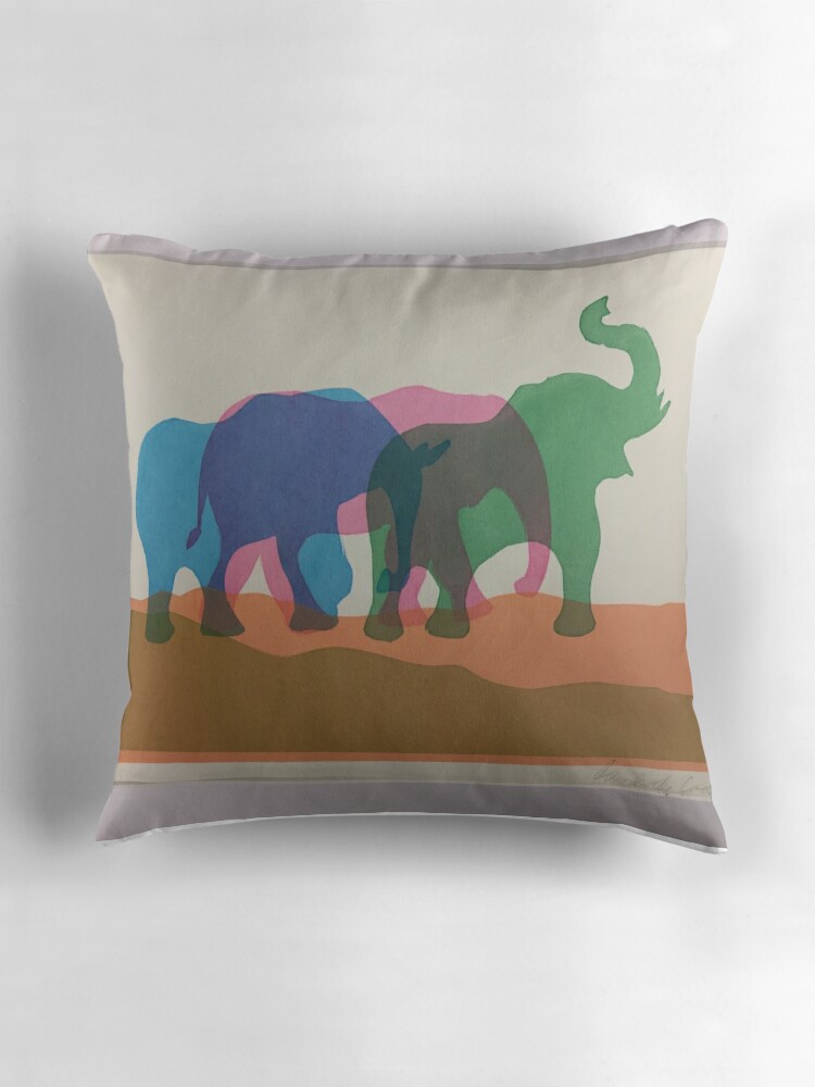 "Elephants." Throw Pillows by Kimberly Cook Redbubble