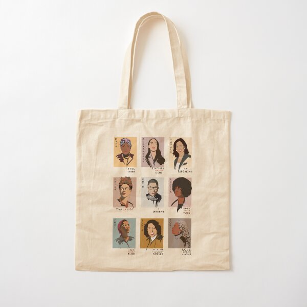 SET Feminist Icon Prints- Feminist Minimalist Wall Art, Toni Morrison Angela Davis Yuri Kochiyama RBG Maya Angelou Cotton Tote Bag