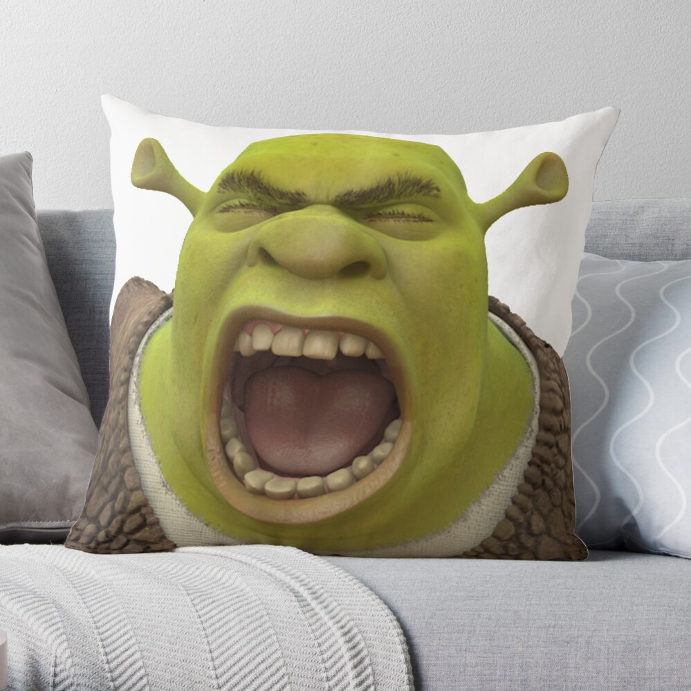 Shrek Face Meme Throw Pillow, Shrek Movie Pillow Cases Gifts Unisex Adults