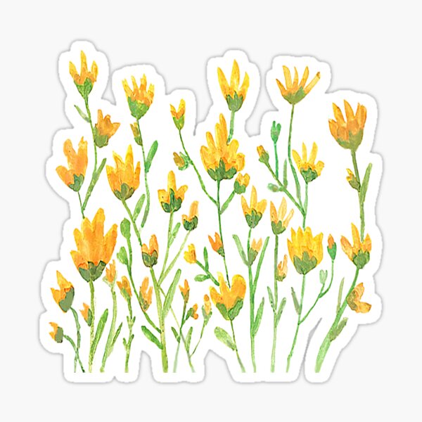 "Yellow flowers" Sticker by skysshobu Redbubble