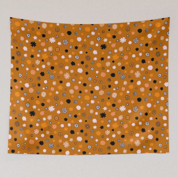 Item preview, ditzy flowers - camel designed and sold by Claire Bowley.