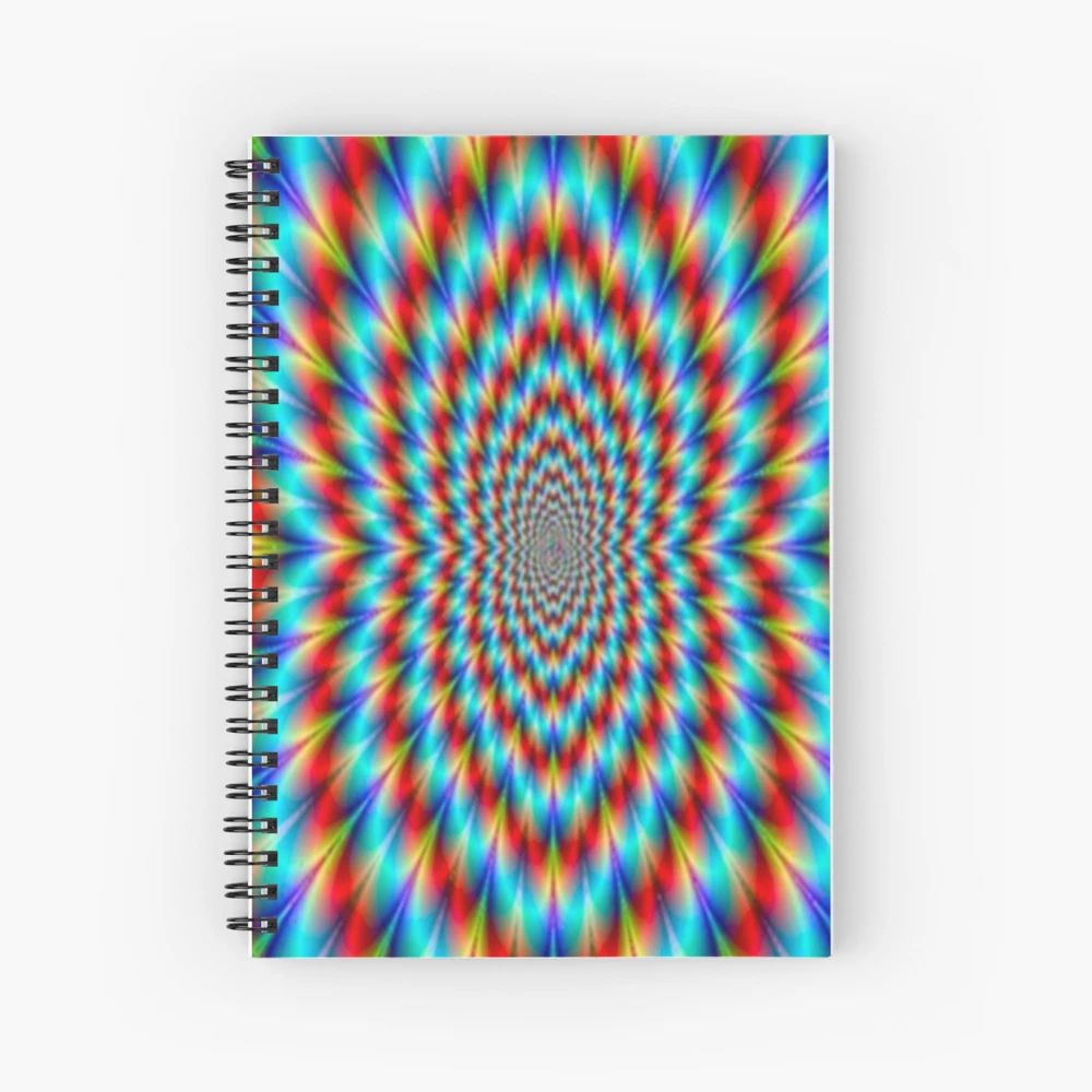 Psychedelic Optical Illusion Rainbow Pattern Spiral Notebook for Sale by  willybadu