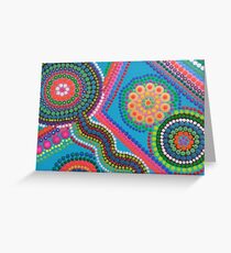 Dotwork on Blue Background Greeting Card
