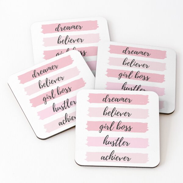 Item preview, Dreamer Believer Girl Boss Hustler Achiever Quote designed and sold by Happiness Creators.
