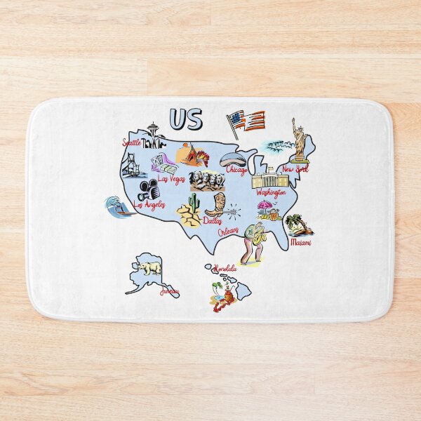 Item preview, Hand drawn map of USA, attractions, landmarks, major cities designed and sold by mashmosh.