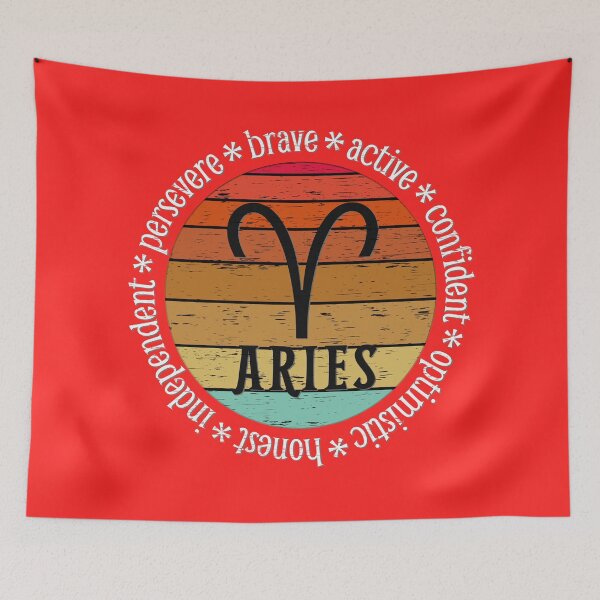 Item preview,  Aries, signo del zodíaco y letras, estilo retro al atardecer designed and sold by plastic2021.