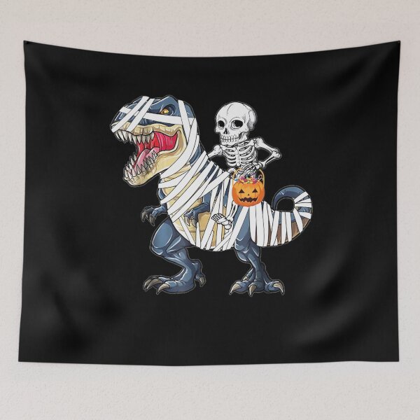 Item preview, Skeleton Riding Mummy Dinosaur T rex Halloween Kids Boys Men  designed and sold by glynismalcolm.