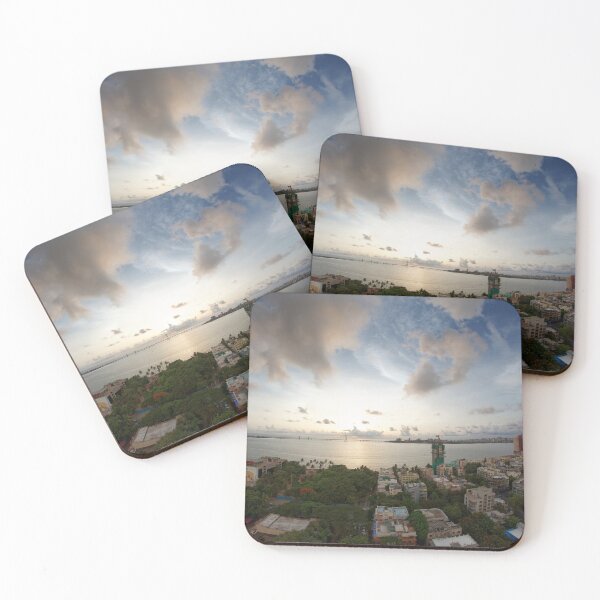 Item preview, Mumbai Sea link at sunset with Mumbai skyline, India. designed and sold by CameraDesign.
