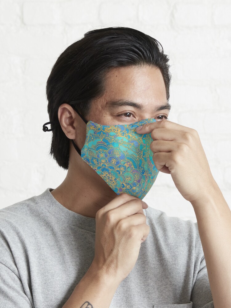 Alternate view of Sapphire & Jade Stained Glass Mandalas Mask