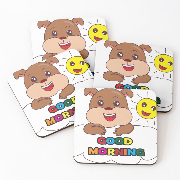 Item preview, cartoon cute kawaii dog on cloud with sun say good morning designed and sold by saputoko09.