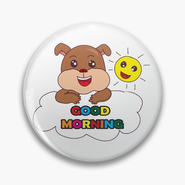 Item preview, cartoon cute kawaii dog on cloud with sun say good morning designed and sold by saputoko09.