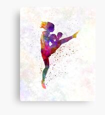 woman boxer boxing kickboxing silhouette isolated 01 Metal Print