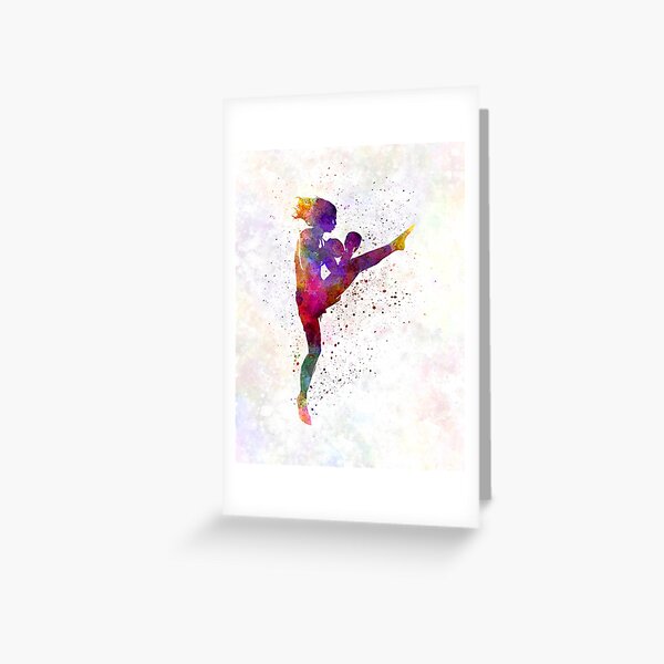 woman boxer boxing kickboxing silhouette isolated 01 Greeting Card