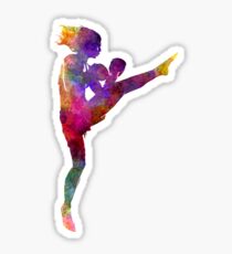 woman boxer boxing kickboxing silhouette isolated 01 Sticker