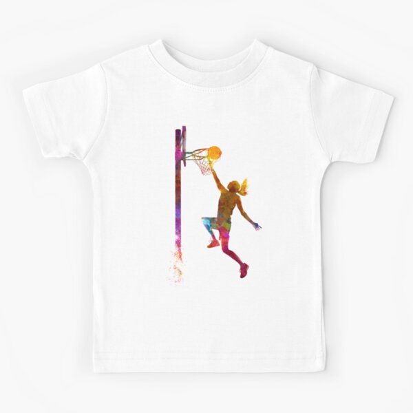 young woman basketball player 04 Kids T-Shirt