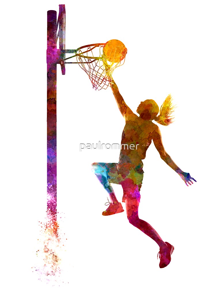 young woman basketball player 04 Kids T-Shirt for Sale by paulrommer