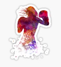 woman boxer boxing kickboxing silhouette isolated 02 Sticker