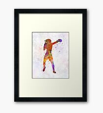 Woman boxer boxing kickboxing silhouette isolated 03 Framed Print