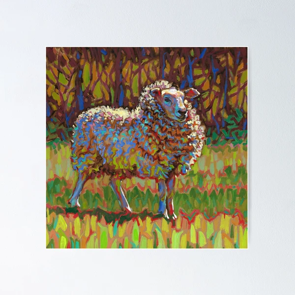 キャンバス油絵 あり くるくるカラフルSheep キャンバス油絵 あり