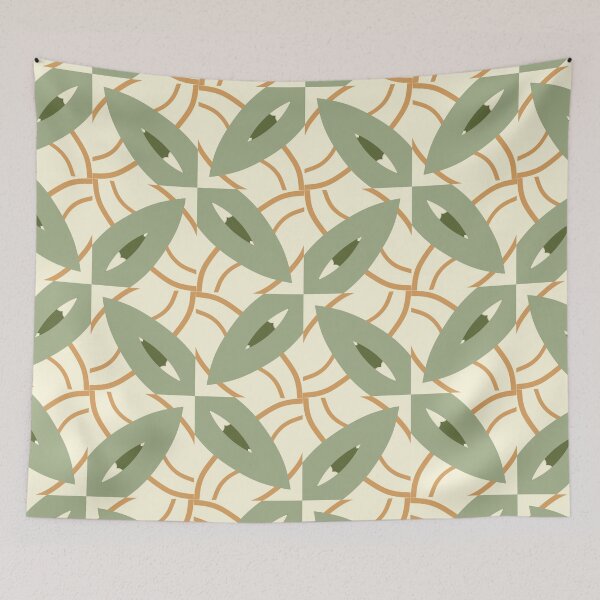 Artikelvorschau, Abstract Retro Vintage Design with Swirls, Stripes and Circles in Brown, Sage Green, Burnt Orange, and Ivory entworfen und verkauft von cozycaroline.