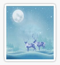 Snowy Winter Scene Reindeer Animal Sticker