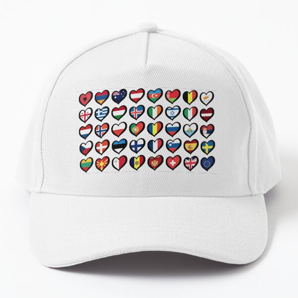 Vista previa del artículo con la obra «Festival de la Canción de Eurovisión Corazones Banderas europeas en camisas, bolsos y gadgets», diseñado y vendido por leo-theo.