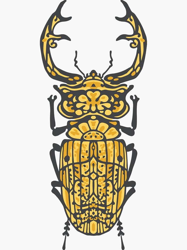 Thumbnail 3 of 3, Sticker, Stag Beetle Pattern Design designed and sold by karolfuldesigns.