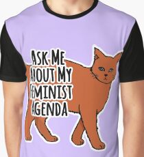Camiseta gráfica Pregúntame acerca de mi agenda feminista - Gato feminista