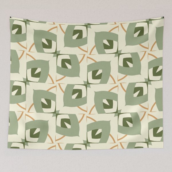 Artikelvorschau, Abstract Retro Vintage Design with Swirls, Stripes and Circles in Brown, Sage Green, Burnt Orange, and Ivory entworfen und verkauft von cozycaroline.