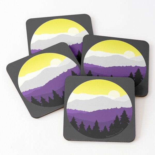 Item preview, Subtle Nonbinary Pride Flag Mountain Landscape designed and sold by AmethystArtwork.
