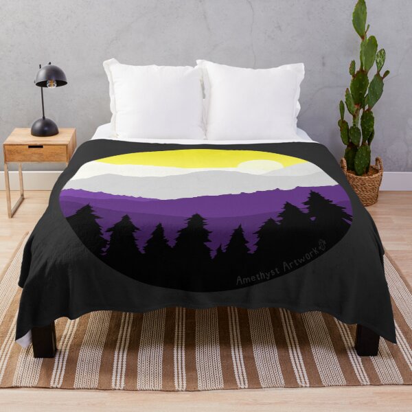 Item preview, Subtle Nonbinary Pride Flag Mountain Landscape designed and sold by AmethystArtwork.