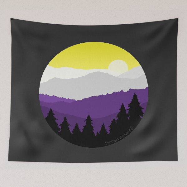 Item preview, Subtle Nonbinary Pride Flag Mountain Landscape designed and sold by AmethystArtwork.
