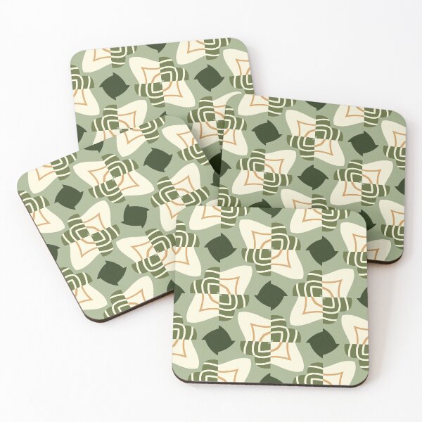 Aperçu de l'œuvre Abstract Retro Vintage Design with Swirls, Stripes and Circles in Brown, Sage Green, Burnt Orange, and Ivory créée et vendue par cozycaroline.