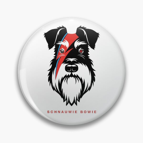 Item preview, Schnauwie Bowie Silver & Black schnauzer dog face designed and sold by Buzby Bluebeard.
