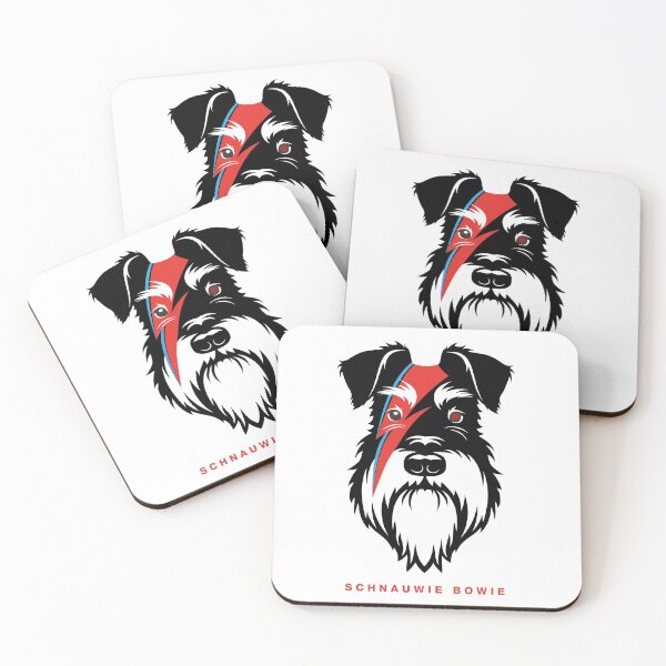 Item preview, Schnauwie Bowie Silver & Black schnauzer dog face designed and sold by Buzby Bluebeard.