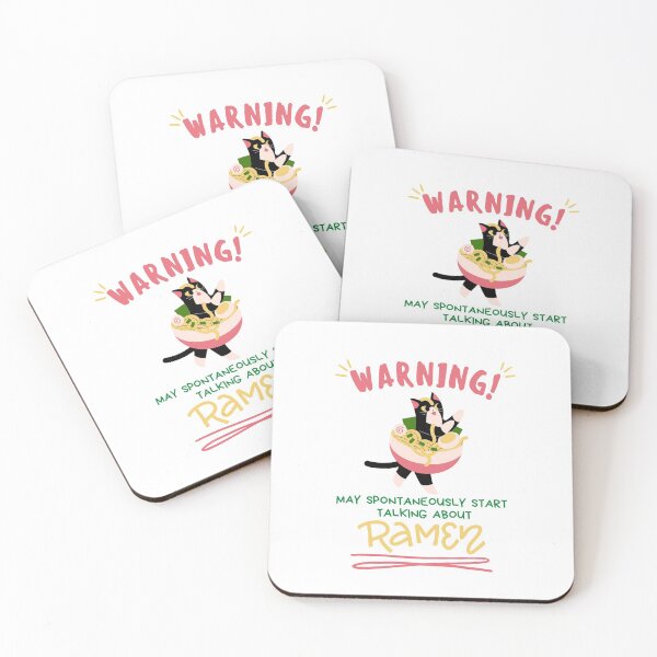 Item preview, Warning May Spontaneously Start Talking About Ramen Red Font - Cute Cat, Funny Foodie designed and sold by Teetee94.