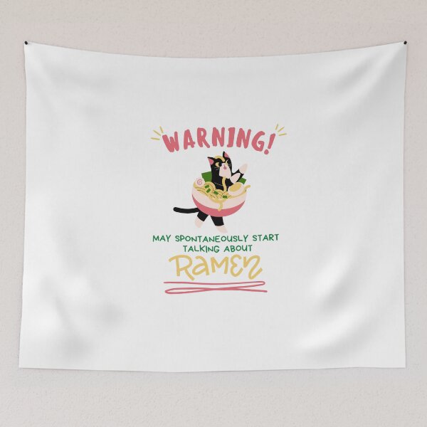 Item preview, Warning May Spontaneously Start Talking About Ramen Red Font - Cute Cat, Funny Foodie designed and sold by Teetee94.