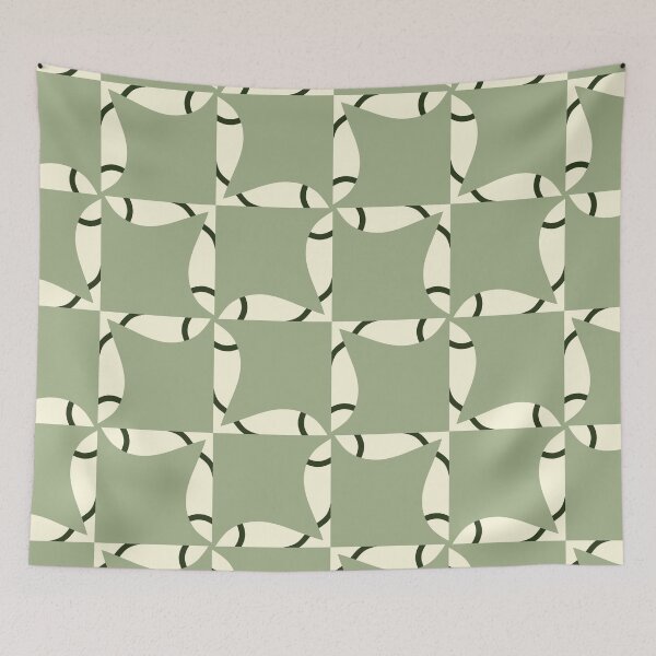 Artikelvorschau, Abstract Retro Vintage Design with Swirls, Stripes and Circles in Brown, Sage Green, Burnt Orange, and Ivory entworfen und verkauft von cozycaroline.