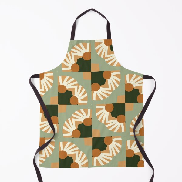 Artikelvorschau, Abstract Retro Vintage Design with Swirls, Stripes and Circles in Brown, Sage Green, Dark Green, Burnt Orange, and Ivory entworfen und verkauft von cozycaroline.