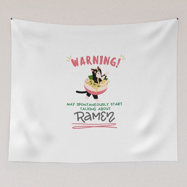 Item preview, Warning May Spontaneously Start Talking About Ramen Black Font - Cute Cat, Funny Foodie designed and sold by Teetee94.
