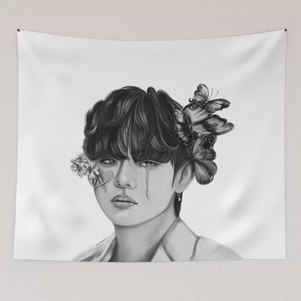 Item preview, Kim Taehyung Charcoal x digital painting (Version1) designed and sold by MarmarArts.