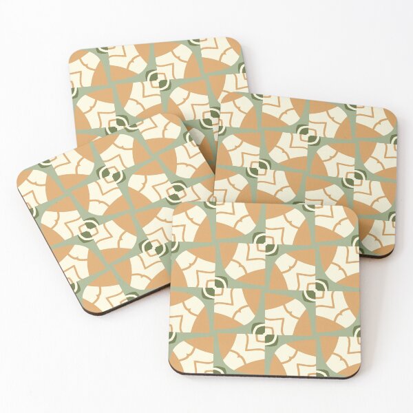 Aperçu de l'œuvre Abstract Retro Vintage Design with Swirls, Stripes and Circles in Brown, Sage Green, Dark Green, Burnt Orange, and Ivory créée et vendue par cozycaroline.