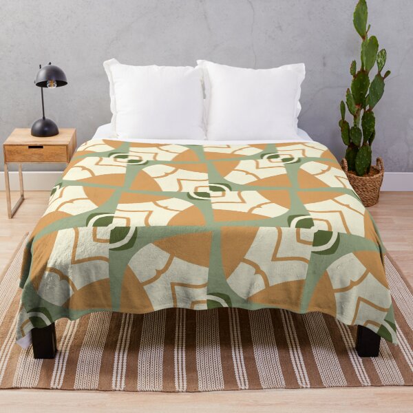 Item preview, Abstract Retro Vintage Design with Swirls, Stripes and Circles in Brown, Sage Green, Dark Green, Burnt Orange, and Ivory designed and sold by cozycaroline.