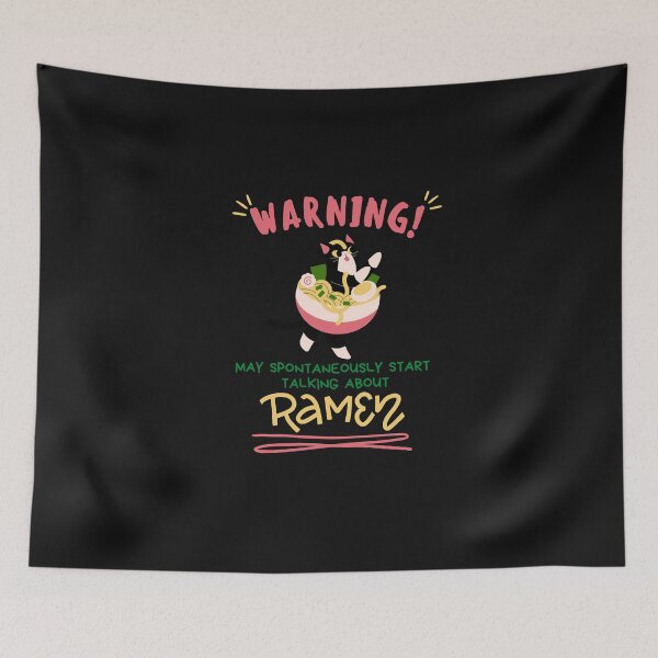Item preview, Warning May Spontaneously Start Talking About Ramen Red Font Black - Cute Cat, Funny Foodie designed and sold by Teetee94.