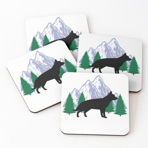 Item preview, german shepherd dog silhouette mountain tree christmas designed and sold by alaechamlal.