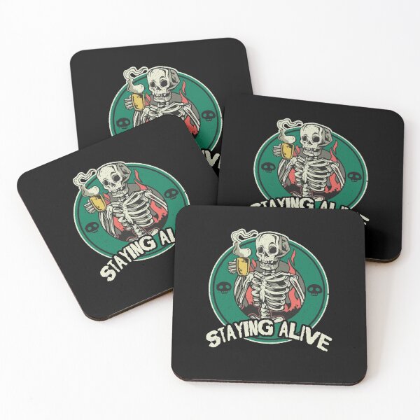 Item preview, Staying Alive Skeleton Drink Coffee Funny Skull designed and sold by Dressed For  Duty.