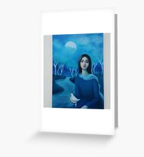 Lady Holding Dove in the Moonlight Greeting Card